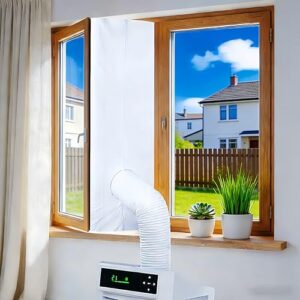 Kit Ventana Aire Acondicionado Portátil, 400CM Sellador Universal de Ventana para Todo AC Móvil y Secadoras, Aislante de Tela Hot Air Stop, Mantén la Casa Fresca, Fácil de Instalar