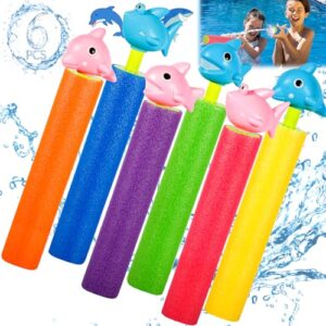 ZLPBAO 6 Pistolas de Espuma EVA para Niños, 9.5m de Alcance, Niños para Batalla de Agua/Playa, Juego al Aire Libre para Piscina, Playa, jardín al Aire Libre