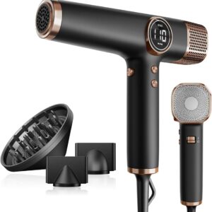 Faszin Secado Pelo Profesional, Secador Rápido Ligero,Motor 110,000 RPM, Secador Pelo Iónico de 200 Millones para Mujeres y Hombres, Secador Pelo Silencioso (Negro Azabache)
