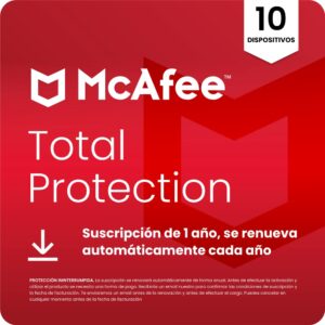 McAfee Total Protection para 10 Dispositivos 2026 | Antivirus, VPN, software de seguridad, gestor de contraseñas, | Suscripción de 1 año con renovación automática | Descargar