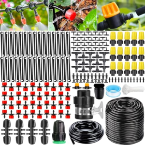 Purpledi 263 pcs Sistema de riego Jardín, 40M+10M Kit Riego con Ajustable Boquilla Aspersor Pulverizador y Gotero Automatico, Riego Por Goteo Huerto, Automático Rociadores por Goteo Riego de Jardín