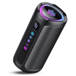Altavoz Bluetooth 5.4 Potente 20W, Altavoces Graves Duales, Altavoces Bluetooth con 2 Modos EQ, Pantalla Digital Inteligente, 20H Reproducción, 7 Modos RGB, TWS, TF, IPX7, Speaker para Fiestas/Viajes