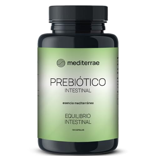 Mediterrae Prebiótico Intestinal | Cápsulas Vegetales con Inulina - FOS para Digestión Ligera, Regularidad Suave y Menos Hinchazón. Apoya la Flora Intestinal y Potencia el Efecto de los Probióticos
