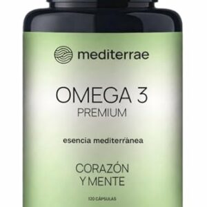 Mediterrae Omega 3 Cápsulas 2000 mg por dosis con EPA y DHA + Vitamina E | Apoyo a Corazón y Mente | 120 Cápsulas (2 Meses) | Alta Pureza Aceite de Pescado