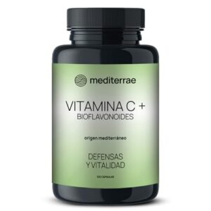 Mediterrae Vitamina C + Bioflavonoides | Vitamina C Pura y Natural de Alta Absorción | Defensas, Vitalidad y Protección Antioxidante | 120 Cápsulas Veganas Sin Gluten