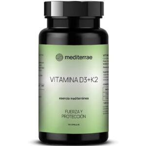 Mediterrae Vitamina D3 + K2 (MK7 All-Trans) | 1000 UI | Alta Absorción | Cápsulas Veganas | Sistema Inmunitario y Salud Ósea | Sin Gluten