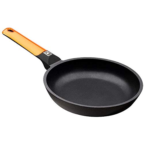 BRA Efficient Orange | Sartén de 26 cm, aluminio fundido con antiadherente Platinum Plus,plana, apta para inducción