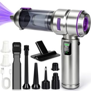 GRIRDDIV Aspirador de Mano, 24000PA Aspiradora de Coche, 4 en 1 Aspirador Coche con Motor Sin Escobillas, para Coche Oficina Hogar Cocina Pelo de Mascota, Aspirador Coche Potente Recargable