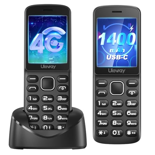 4G Volte Telefono Movil para Mayores con Teclas Grandes | Gran Pantalla de 2,4” | Teléfono Móvil Personas Mayores Libres con Batería de 1400 mAh | Base de Carga | USB-C | Radio FM | Alto Volumen