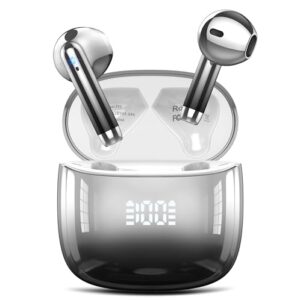 Auriculares Inalámbricos Bluetooth, Auriculares Bluetooth 5.4 Sonido Envolvente con HD Micrófono, Controlador de 14,2 mm, 48H Cascos Inalambricos con Reducción de Ruido, Pantalla LED, IP7 Impermeable