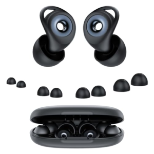 Tapones Oidos Ruido Dormir, Cancelación de Ruido de 45 dB, Tapones Oidos Rreutilizables de Silicona Blanda, 4 Tamaños (XS/S/M/L), Tapones Adecuados para Dormir, Viajar, Concentrarse o Concierto, Negro