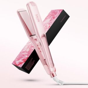 Dekuri planchas del pelo, plancha de pelo de 42 mm, plancha de cerámica sin fricción a base de agua para un cabello sedoso y suave, planchas de pelo profesional para mujeres, 120°C-230°C-Rosa pastel