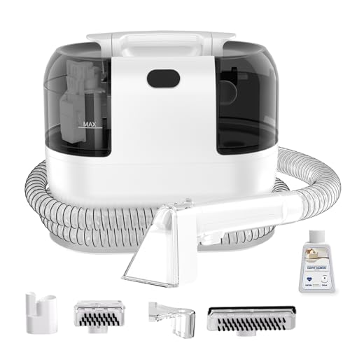 Aspiradora de Agua para Tapicerías, Limpiador Húmedo de Sofás, Alfombras y Colchones, Motor 500W Succión 18kPa, Depósitos Dobles, Cepillos Multiusos para Limpieza Profunda de Manchas en Hogar y Coche