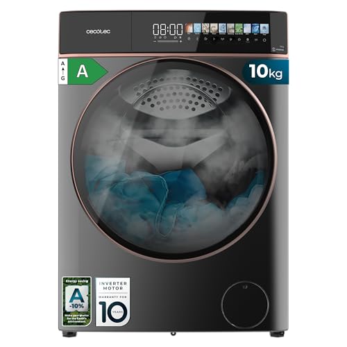 Cecotec Lavadora 10 Kg Carga Frontal Bolero DressCode 10900 Inverter FullColor Steel A. 1400RPM, Bajo Consumo, Pantalla FullColor 10,3", 11 Programas, Motor Inverter Plus, Limpieza Vapor