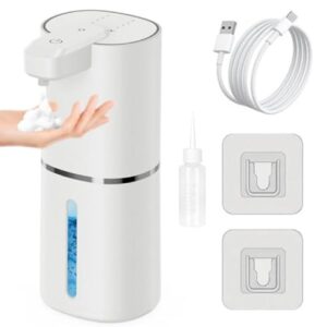 GRIRDDIV Dispensador Jabon Baño Automatico,380ml, Dispensador de Jabón Automático con Sensor Movimiento por Infrarrojos, Recargable por USB, Resistente al Agua IPX5, Adecuado para Cocina, Baño