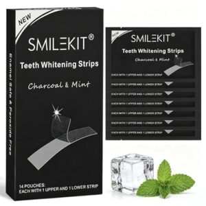 28 Piezas Tiras Blanqueadoras Dientes, Tiras Profesionales Blanqueamiento De Dientes, Effective Y RáPido Blanqueador Dental, TecnologíA De Tira Seca Antideslizante (CarbóN De Bambú)