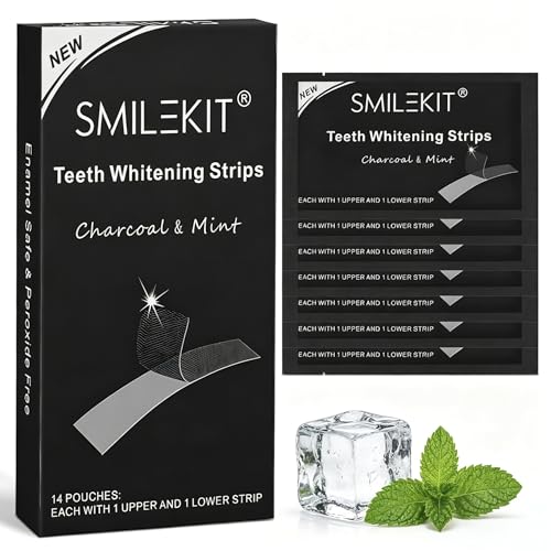 28 Piezas Tiras Blanqueadoras Dientes, Tiras Profesionales Blanqueamiento De Dientes, Effective Y RáPido Blanqueador Dental, TecnologíA De Tira Seca Antideslizante (CarbóN De Bambú)