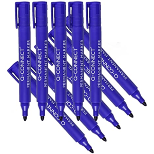 Q-Connect KF26046, Rotulador Marcador Permanente, Azul, caja de 10 piezas