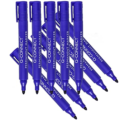 Q-Connect KF26046, Rotulador Marcador Permanente, Azul, caja de 10 piezas