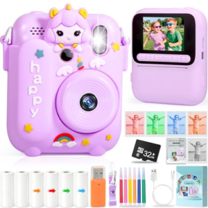 GRIRDDIV Camara Fotos Infantil Instantanea, Cámara Infantil Digital instantánea con Papel de impresión y Tarjeta TF de 32 GB, HD 1080P Cámara Instantánea, Regalo, de 3 a 12 años