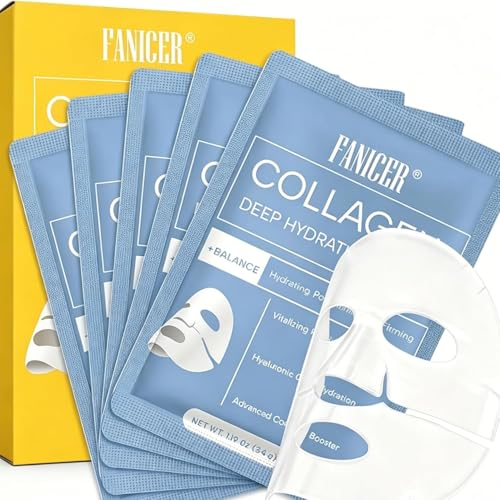 Collagen Real Deep Mask,Restauración de Luminosidad para Tez Apagada,Hidratante Nocturno,Tejido Suave y Confortable