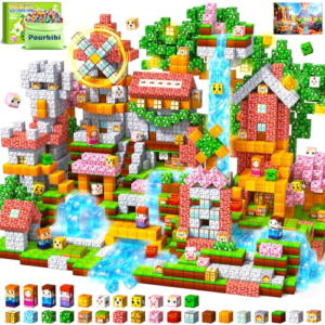 Pourbibi 𝟑𝟎𝟎 𝐏𝐢𝐞𝐳𝐚𝐬 Bloques Magneticos Construccion Niños,Magneticas Niños,Juguetes Niños 3 Años,Piezas Construcciones Magneticas,Juguete Creativo Montessori para 3-10 Años,Neumaticos Turismo