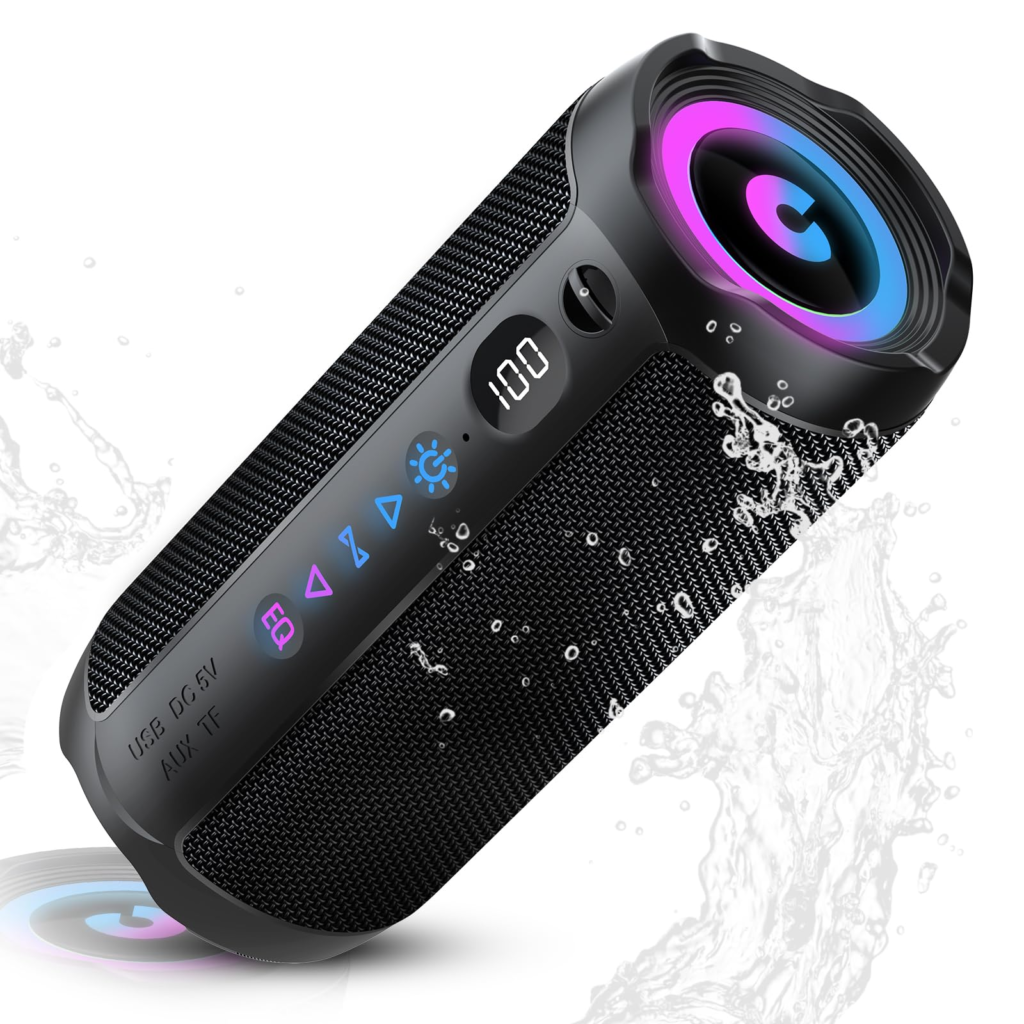 Altavoz Bluetooth Portátil 25W, Potente Altavoz Bluetooth, Altavoces Graves Duales, 25H Reproducción, IPX7, RGB, Emparejamiento TWS, AUX, TF, USB, Ideal Para Actividades Aire Libre, Fiestas,Viajes.