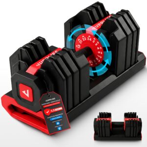 JUPPLIES Mancuerna Ajustable Hasta 24 kg – Pesas Regulables 15 Niveles 2–24 kg con Ajuste Rápido, Bloqueo de Seguridad y Base Antideslizante, Ideal para Entrenamiento en Casa o Gimnasio