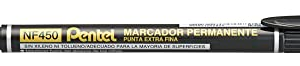 Pentel - Marcador permanente con punta de aguja extrafina de larga duración y tinta de color negro pack x 12 units