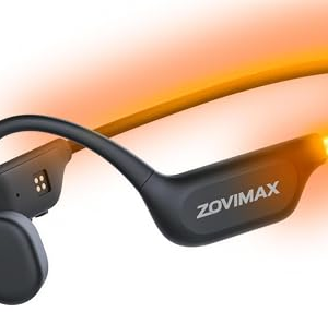 ZOVIMAX Auriculares Conducción Ósea Bluetooth 6.0, Auriculares Oreja Abierta con Luz LED de Seguridad, Micrófono Antiviento, IP7 Cascos Bluetooth, 10H Auriculares Deportivos para Running Ciclismo