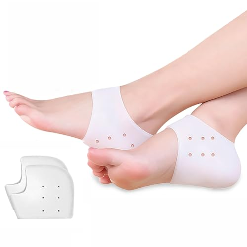 2 Pares Taloneras Silicona, Protector de Talón Silicona, Almohadillas Gel para Alivia Talones Secos, Transpirable Ajustable, para Mujeres y Hombres Zapatos, Transparente