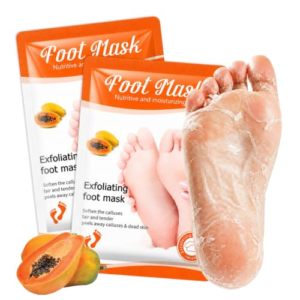 2 Pares Mascarilla Pies Exfoliante, Calcetines Exfoliantes, Foot Peel Mask para Pies Secos Y Agrietados, Calcetines Exfoliantes para Mujer y Hombre, Ayuda a Eliminar Piel Muerta y Durezas,Naranja