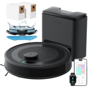 Lefant M2 Plus Robot Aspirador y Fregasuelos, Autovaciado de 75 Días, 6000Pa, 140min, Navegación Láser dToF, Limpieza Personalizada, Mapeo Multinivel, 5G WiFi/App/Alexa, Negro