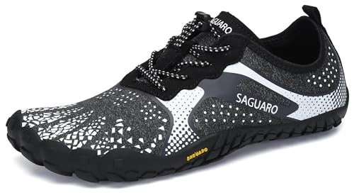 SAGUARO Hombre Mujer Minimalistas Zapatillas de Trail Running Ligeras y Respirable Zapatos Descalzos Gym Playa Calzado de Deportes Acuaticos para Correr Senderismo, Blanco 38 EU