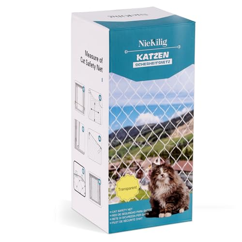NieKilig Red para Gatos Balcón, Terraza Red Gatos Ventanas sin Taladrar, Red Protección Transparente para Gatos para Asegurar Balcones, Terrazas, Ventanas, Tragaluces, Puertas (2x3m.)