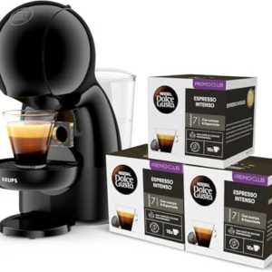 Krups Nescafé Dolce Gusto Piccolo XS, Cafetera de cápsulas de 15 bares, 0,8L capacidad, Espuma Cremosa y Calentamiento Rápido en 40s, Modo eco, Color negro, Incluye 3 packs de café, KP1A3BCAS