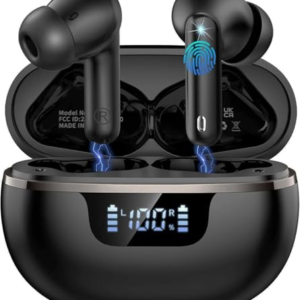 2026 Auriculares Inalambricos Bluetooth, Auriculares inalámbricos 5.4 HiFi Estéreo, 48H Cascos Bluetooth con 4 ENC Cancelacion Ruido HD Mic, IP7 Impermeable Cascos Pantalla LED/Carga Rápida Tipo-C