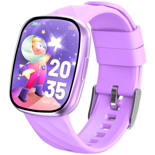 PTHTECHUS Reloj Inteligente Niño, Smartwatch Niños con Llamadas Bluetooth, Pulsera Actividad 100+ Modos Deportivo 1.75" HD, Sueño, Podómetro, IP68 Regalos para Niños Niñas 4-12 años (Morado)