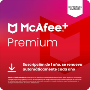 McAfee+ Premium Individual para dispositivos ilimitados 2026 | Antivirus, VPN, software de ciberseguridad | Suscripción de 1 año con renovación automática | Descargar