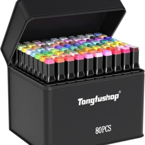 Tongfushop Rotulador de 80 Colores, Rotuladores Alcohol Doble Punta, 2S Secado Rápido Marcadores Permanente con Bolsa de Almacenamiento y Espaciador para Niños, Adultos Bocetos, Cómics, Colorear