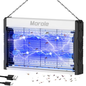Morole Lampara Antimosquitos 3200V, Mata Mosquitos Electrico 2 LED UV, Lámpara Ultravioleta Muralla Anti Mosquitos con Cadena de Suspensión, Uso Interior Exterior (Mosquitos, Moscas, Polillas)