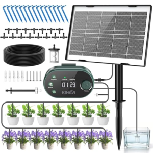 Sistema de Riego Solar para Jardín, Kit Riego Por Goteo Autorriego con 15 Micro Cabezales de Goteo, para jardín, plantas de interior y exterior, césped plantas en maceta balcón hortalizas y arbustos