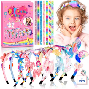 ZLPBAO 50PC DIY Diadema Set para Niñas, Set de Accesorios para el Pelo, Kit Manualidades para Niñas, DIY Craft Regalo para Niña, Favores Creativos de Fiesta de Navidad para Niños