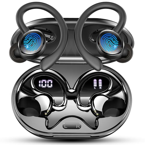 2026 Nueva Auriculares Inalambricos Deportivos, Auriculares Bluetooth 5.4 HiFi Estéreo con 4 HD Mic, 50H Cascos Inalambricos Bluetooth con Cancelacion Ruido ENC, IP7 Impermeable Cascos/Pantalla LED