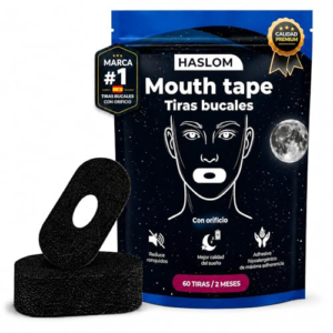 60 TIRAS BUCALES para Dormir Haslom®. Mouth Tape for Sleeping. cinta bucal para dormir, antironquidos. Myotape, tiras bucales anti ronquidos para dormir (Con Orificio de Ventilación)