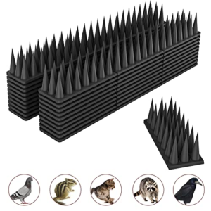 JHuYuNe Pinchos Antipalomas Plástico, Pinchos Anti Gatos, 5.7 Metros Ahuyentador de Pajaros, Ahuyentador Palomas, Repelente Palomas Repelente Gatos Anti Palomas Pájaros Control - 20 Pcs Negro