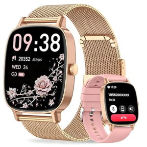 Reloj Inteligente Mujer con Llamadas Bluetooth y WhatsApp, Smartwatch Mujer Elegante con 2 Correas, Pantalla HD 1,85", Frecuencia Cardíaca, Sueño, SpO2, 120+ Deportes, IP68, Compatible Android iOS