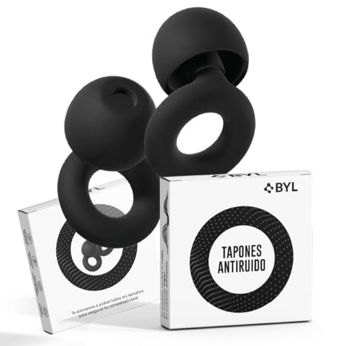 BYL® - SUPER PACK tapones para oidos anti ruido para dormir - tapones para dormir 28dB - auriculares para dormir tallas XS/S/M/L - tapones oidos cancelacion de ruido - ear plugs - earplugs CE (NEGRO)