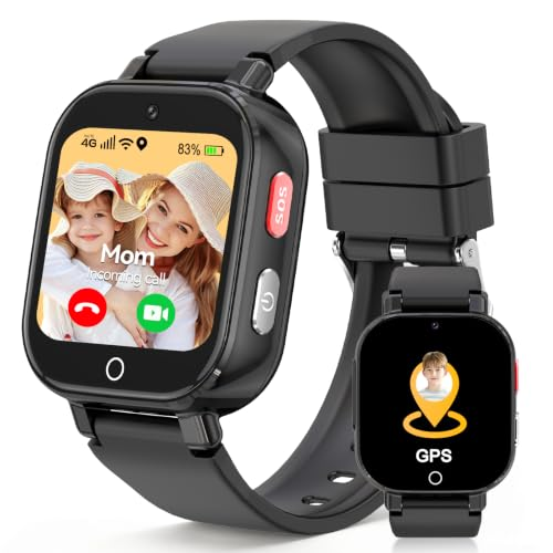 Smartwatch Niños 4G Llamadas, Reloj Inteligente Niño con GPS Telefono Negro