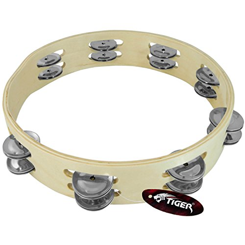 Tiger 10 "Pandereta sin cabeza de doble fila - Pandereta de madera